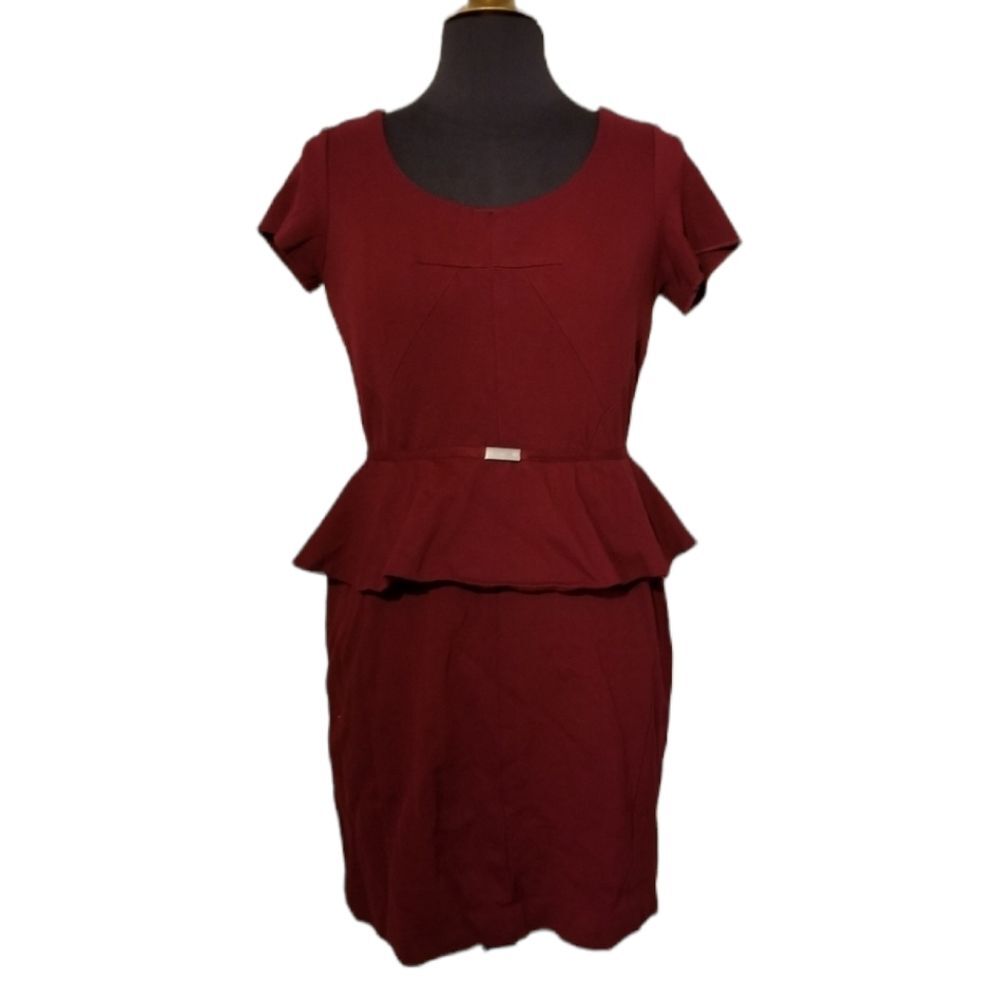 Ann Taylor Dress Womens Size 6 Burgundy Maroon Ruffle Office Career